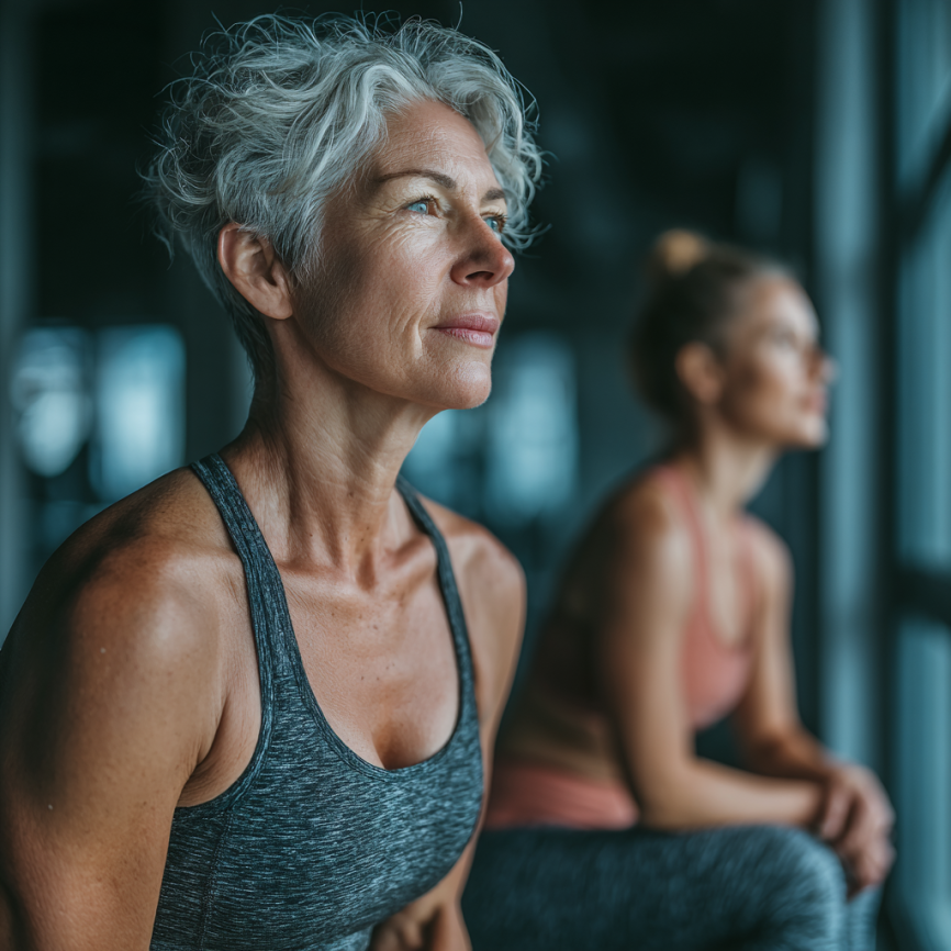 Літній чоловік займається гімнастикою